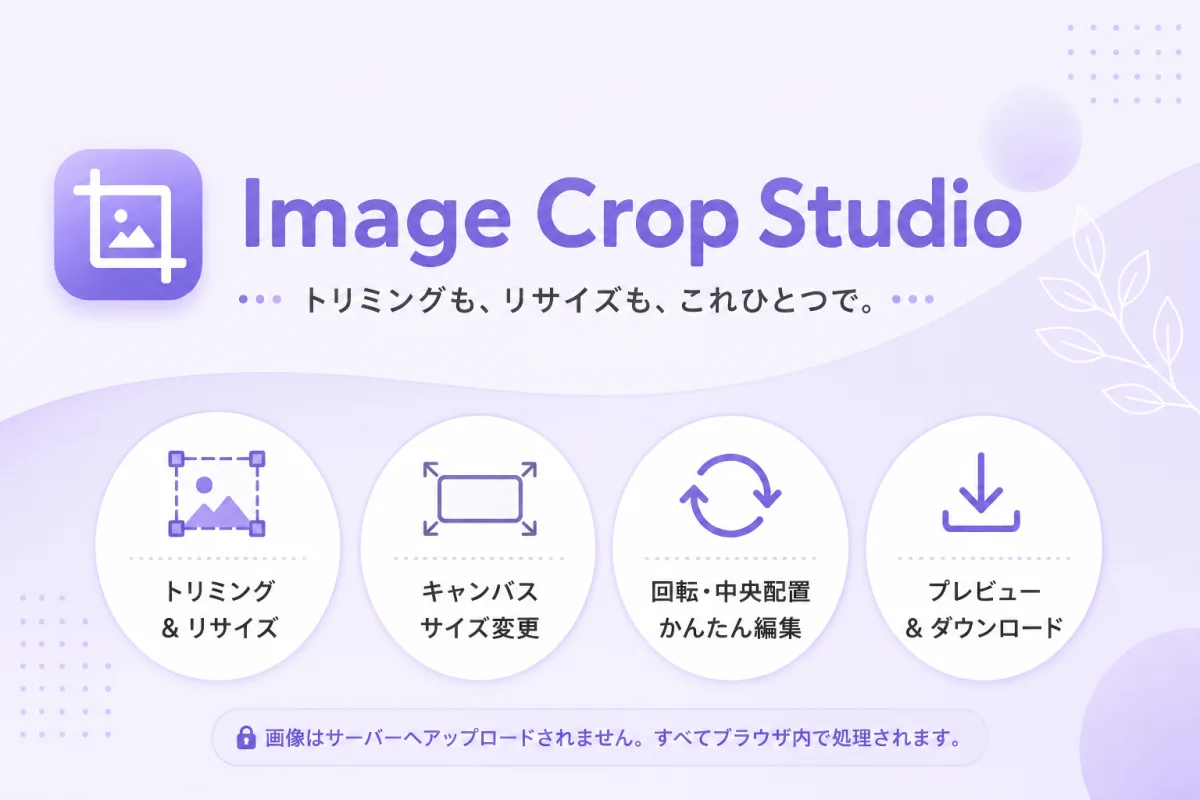 Image Crop Studioで画像のトリミング範囲を指定している編集画面